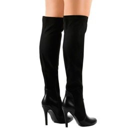 Botas de mujer de ante con tacón 8020 negro 3