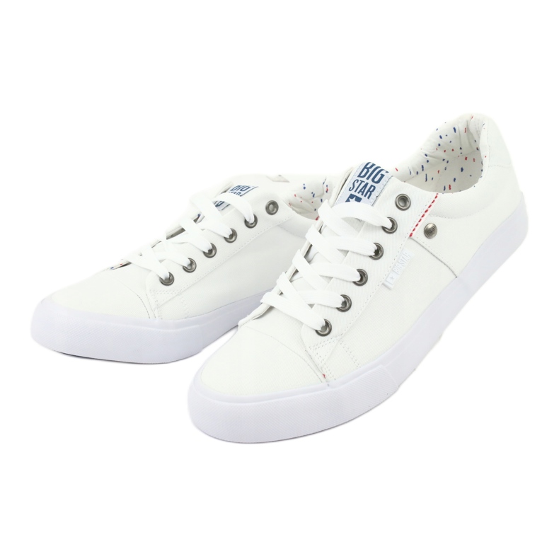 Zapatillas deportivas Big Star para hombre, blancas atadas 174097 blanco 2