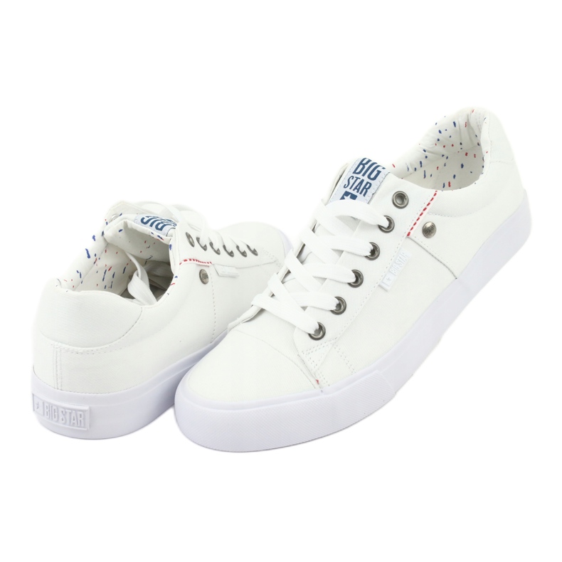 Zapatillas deportivas Big Star para hombre, blancas atadas 174097 blanco 3