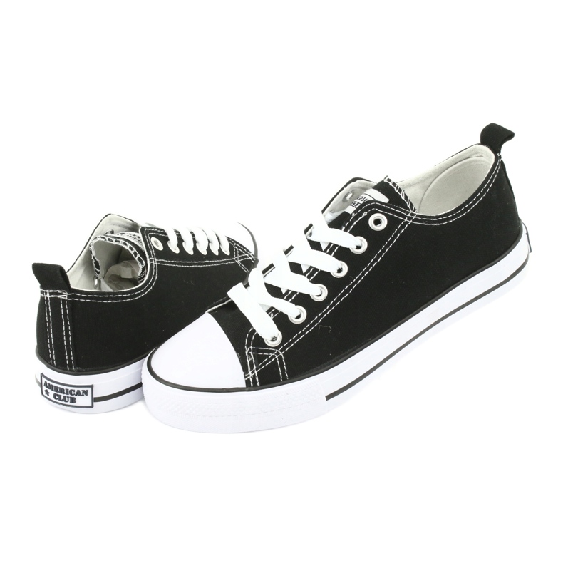 American Club Zapatillas de deporte en blanco y negro LH08 empatadas en blanco y negro 4