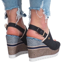 Sandalias de cuña mulanka jeans negras negro 3