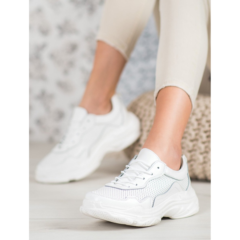 Goodin Zapatillas de cuero blancas blanco 1