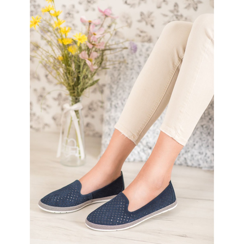 Goodin Señores de cuero calado azul marino 1