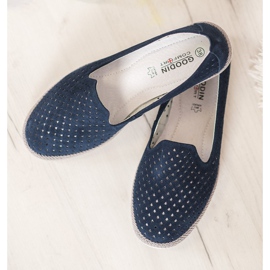 Goodin Señores de cuero calado azul marino 4
