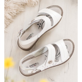 Goodin Sandalias de cuña de cuero blanco 2 Goodin Sandalias de cuña de cuero blanco 2