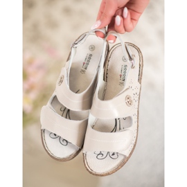Goodin Sandalias de cuña de cuero marrón 1