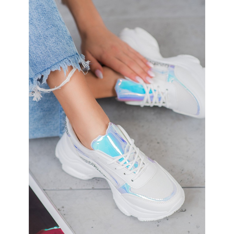 SHELOVET Zapatillas Con Efecto Holo blanco 1