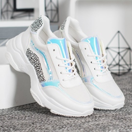 SHELOVET Zapatillas Con Efecto Holo blanco 3