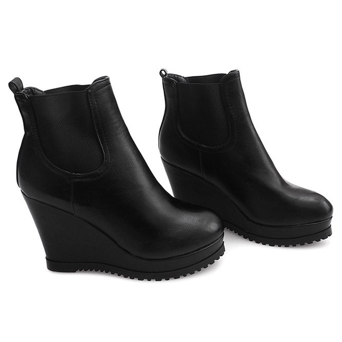 Wedges 9298 Botas negras en cuña negro 1