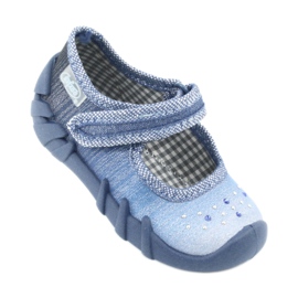 Calzado infantil befado con circonitas 109P186 azul gris 1 Calzado infantil befado con circonitas 109P186 azul gris 1