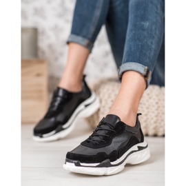 Goodin Zapatillas de cuero negras negro 6
