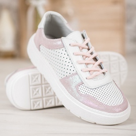 Goodin Zapatos de brocado de piel blanco 1