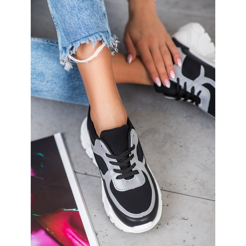 SHELOVET Zapatillas con estilo blanco negro 1