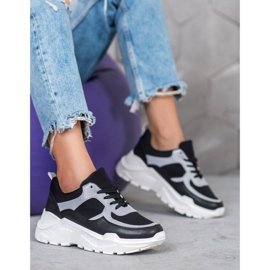 SHELOVET Zapatillas con estilo blanco negro 5