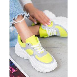 SHELOVET Zapatillas con estilo blanco amarillo 4