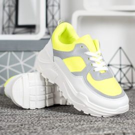 SHELOVET Zapatillas con estilo blanco amarillo 5