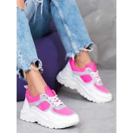 SHELOVET Zapatillas con estilo blanco rosado 3