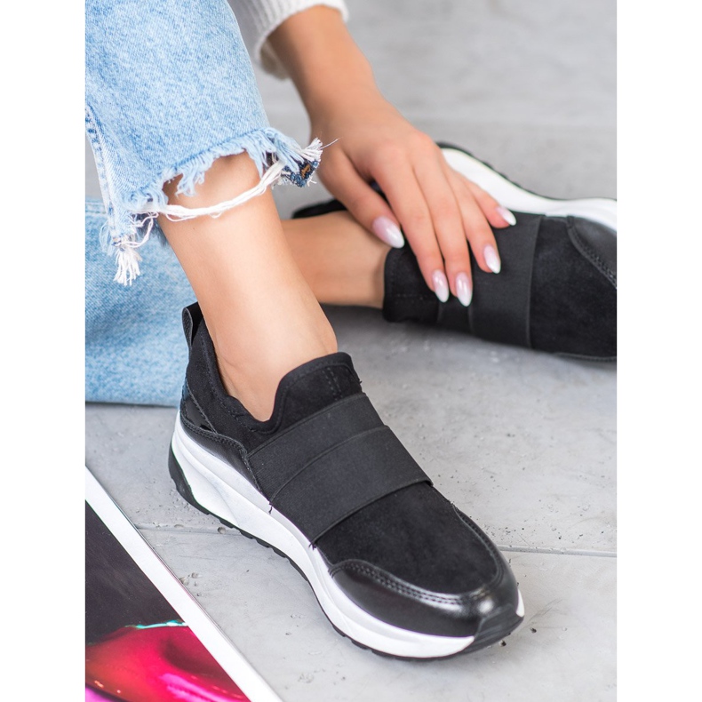 SHELOVET Zapatos sin cordones en la plataforma negro 2