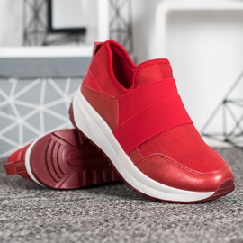 SHELOVET Zapatos sin cordones en la plataforma rojo 3