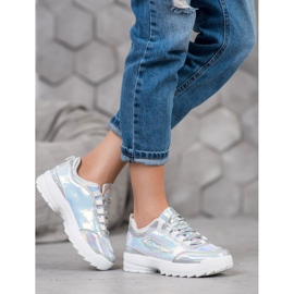 SHELOVET Zapatillas con lentejuelas blanco gris 2