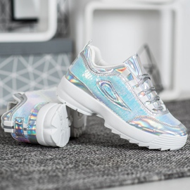 SHELOVET Zapatillas con lentejuelas blanco gris 4