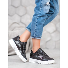 SHELOVET Zapatillas con lentejuelas negro 3