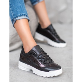 SHELOVET Zapatillas con lentejuelas negro 1