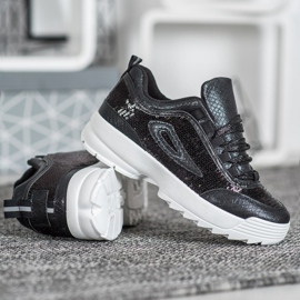 SHELOVET Zapatillas con lentejuelas negro 4
