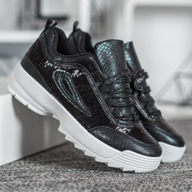 SHELOVET Zapatillas con lentejuelas negro 5