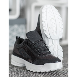 SHELOVET Zapatillas con lentejuelas negro 6