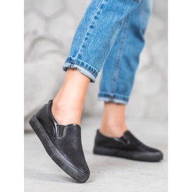 SHELOVET Zapatillas slip-on con purpurina negro 3