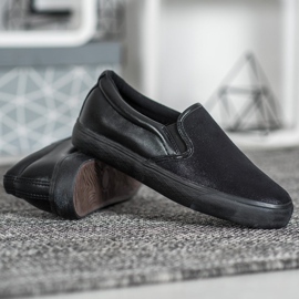 SHELOVET Zapatillas slip-on con purpurina negro 4