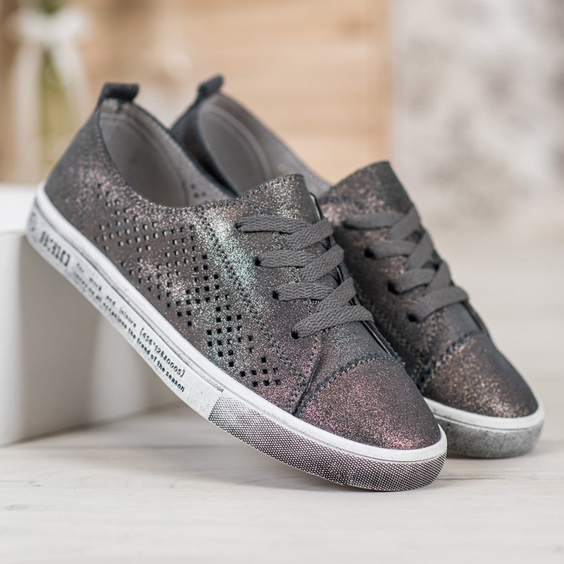 Zapatillas de piel VINCEZA gris 2