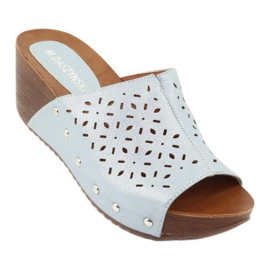 M.Daszyński Zapatillas de cuña de mujer Daszyński SA144-8 azul 1
