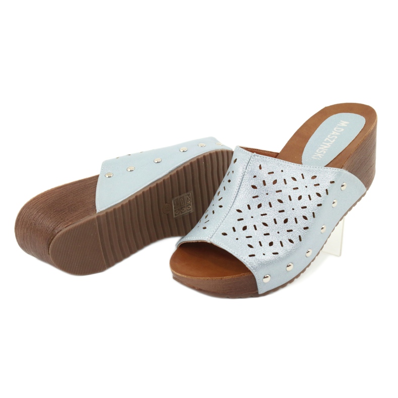 M.Daszyński Zapatillas de cuña de mujer Daszyński SA144-8 azul 5