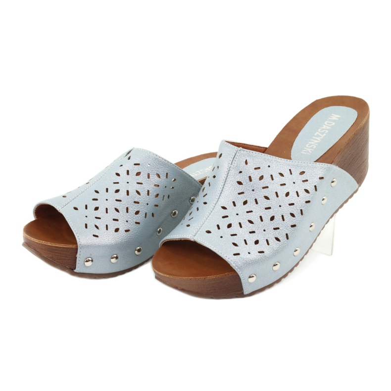 M.Daszyński Zapatillas de cuña de mujer Daszyński SA144-8 azul 3
