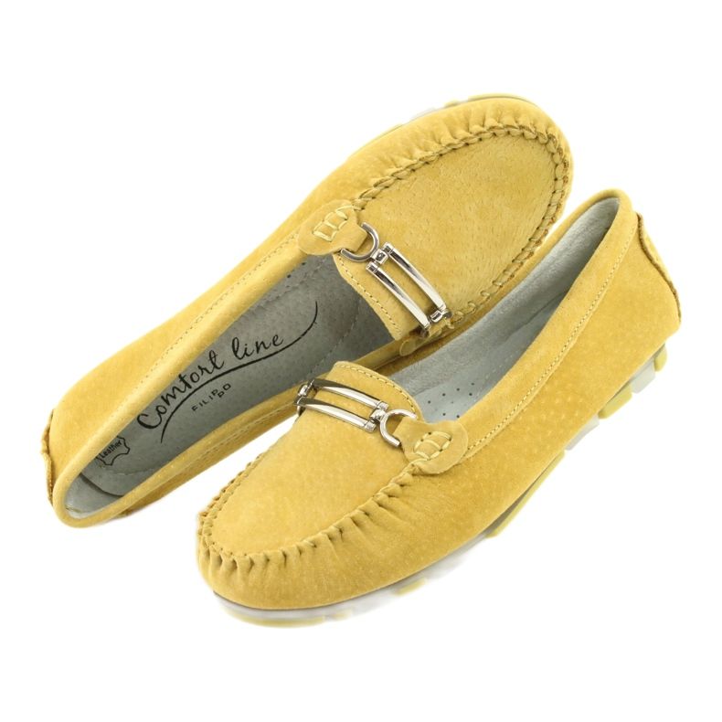 Mocasines de piel serraje Filippo DP 1202 amarillo 6