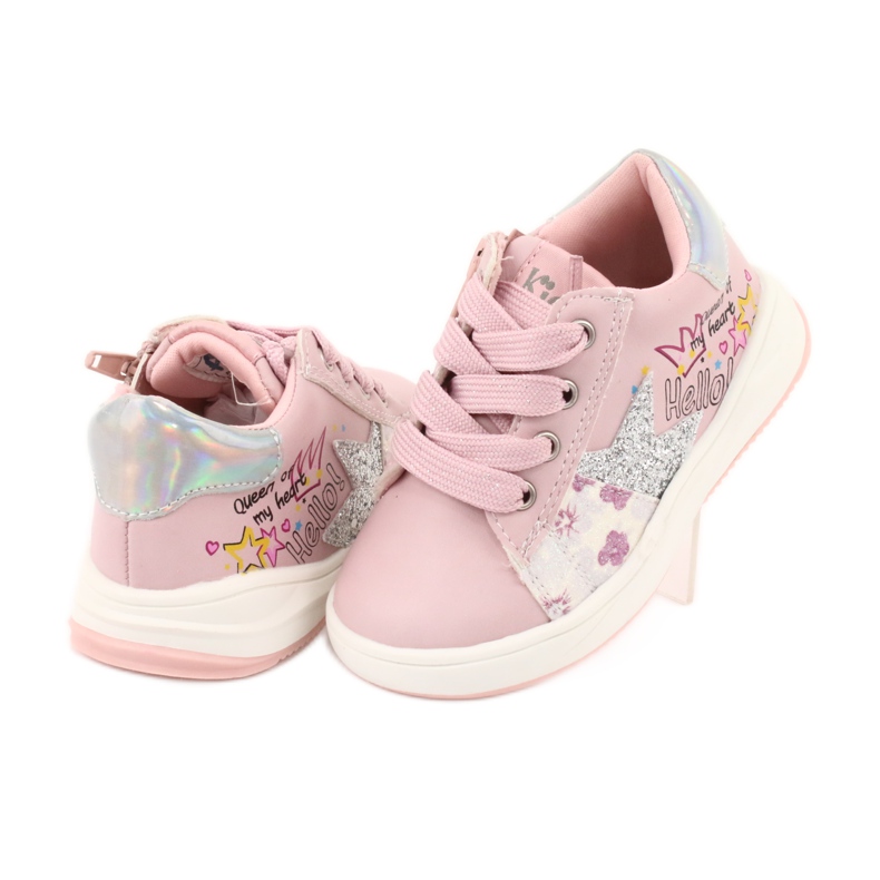 Zapatillas deportivas American Club GC15 star para niña rosado gris 4