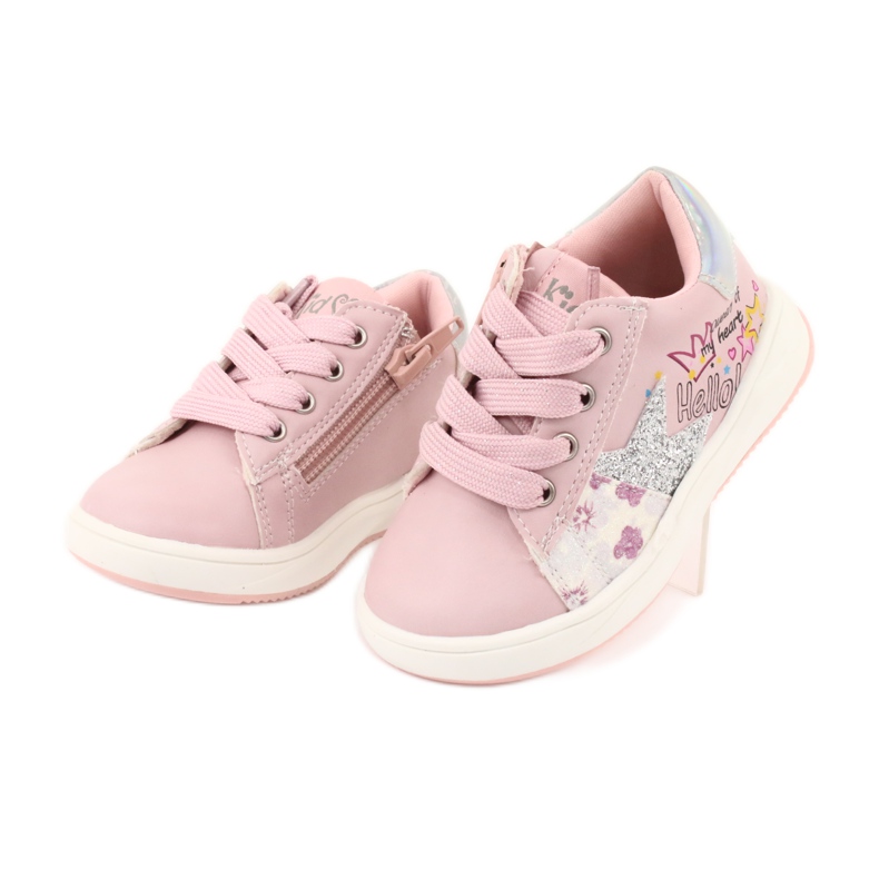Zapatillas deportivas American Club GC15 star para niña rosa gris 3