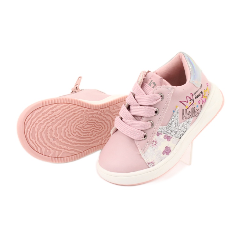 Zapatillas deportivas American Club GC15 star para niña rosado gris 5