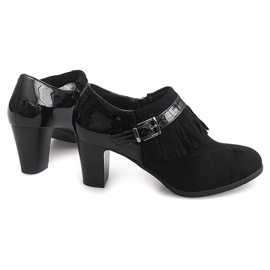 Botines En Tacón Boho Fringe 6660 Negro 1