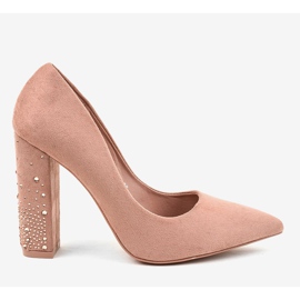 Zapatos de salón de gamuza rosa en el pilar D-1230 2