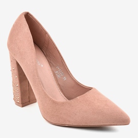 Zapatos de salón de gamuza rosa en el pilar D-1230 rosado 1