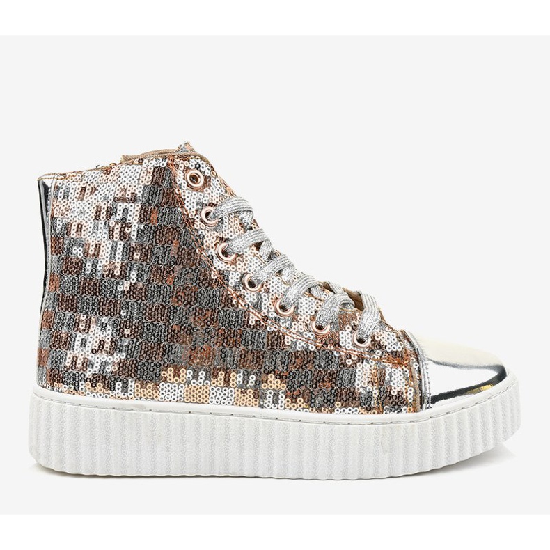 Zapatillas plateadas sobre plataforma con cremalleras 1761 gris 2