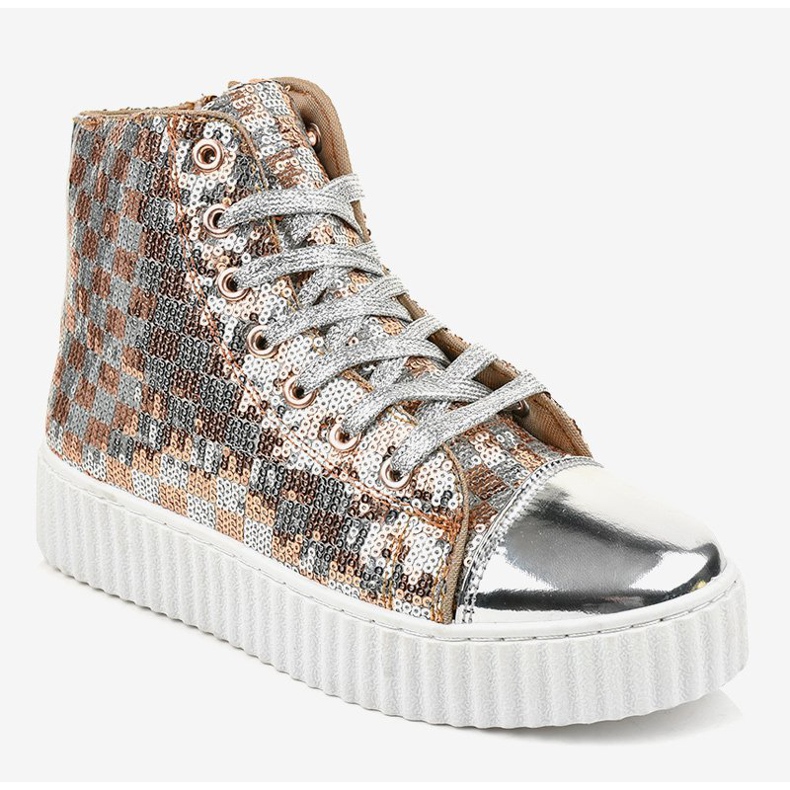 Zapatillas plateadas sobre plataforma con cremalleras 1761 gris 1