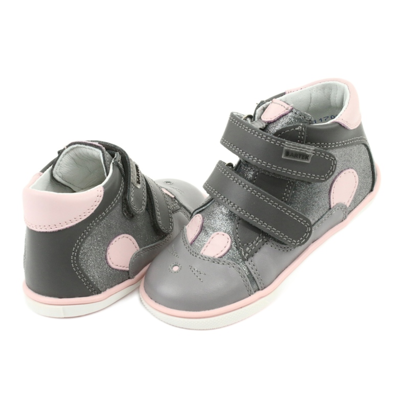 Botas velcro conejo Bartek 11702 rosado gris 4 Botas velcro conejo Bartek 11702 rosado gris 4