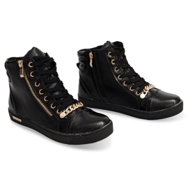 Zapatillas altas con cremallera Y406 Negro 3