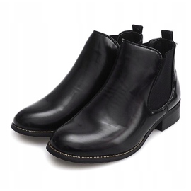 Botines Lacados Con banda elástica QQ48A Negro 1