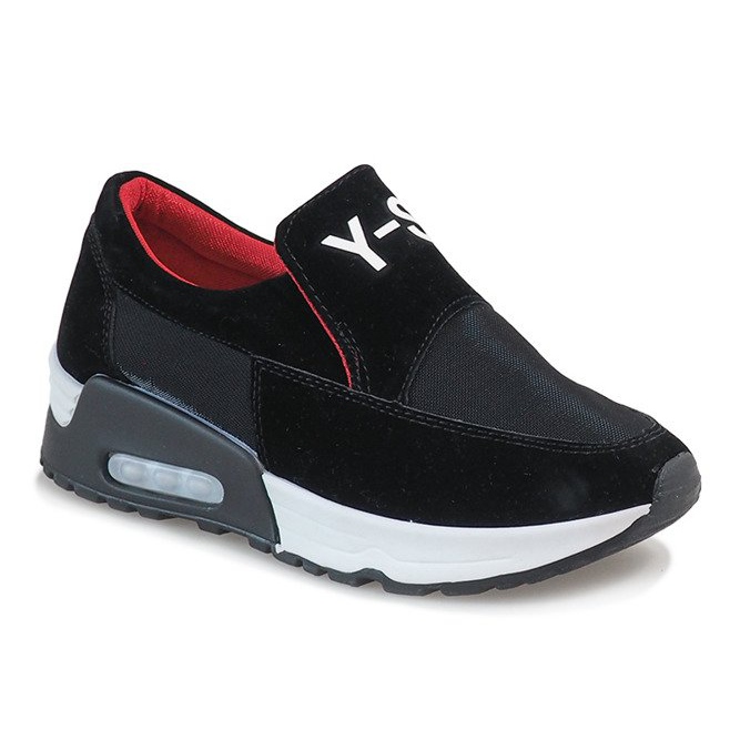 Zapatillas deportivas negras con un delicado tacón de cuña A-13 negro 1