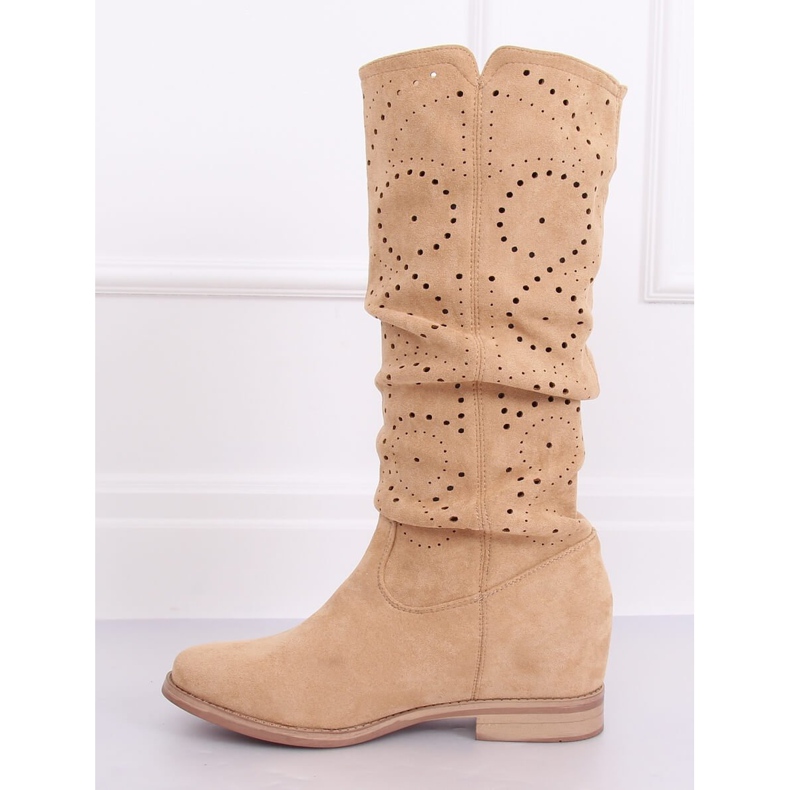Botas de cuña caladas beige NC1015 Beige 1 Botas de cuña caladas beige NC1015 Beige 1